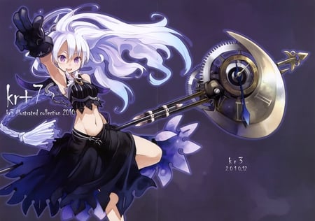 Clock Gear - wand, clock, shibano, kr, white, braid, purple, kaito, gear