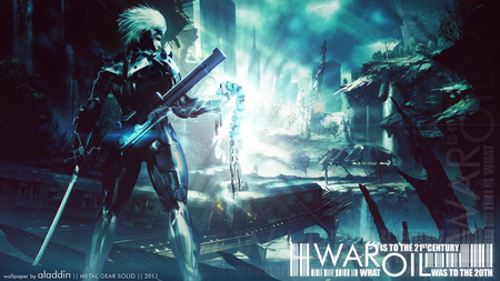 Rising - gun, sky, raiden, katana, weapon, short hair, white hair