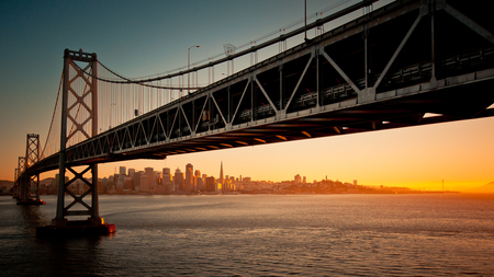 Bridge and Sunset - river, sunset, water, city, sun, bridge