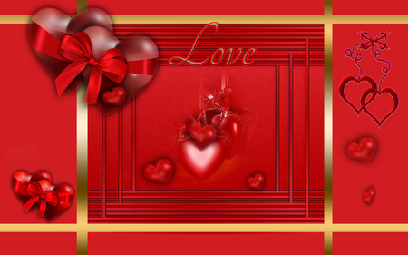 red heart ribbon - wp, dn, heart, red, ribbon, love