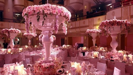 Flowers Wedding Reception. - reception, arrangement, wedding, table, flower, chair