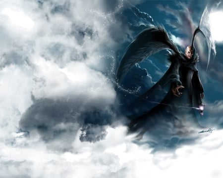 clouds waarrior - cgi, epic, cloud, dark, angel, warrior, wings, destroyer