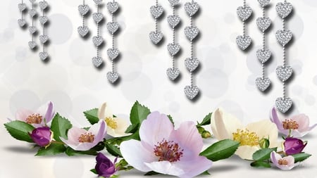 Chain of Hearts - hearts, sping, jewels, valentines day, summer, flowers, firefox persona, sparkle