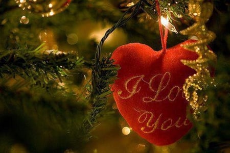 ~I Love You~ - love, ornement, heart, photography, christmas, romantic, romance, tree, lights