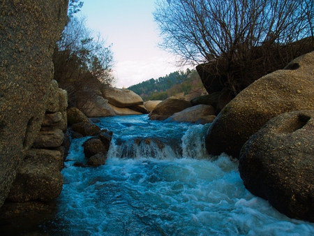 Blue Stream - stream, rock, blue, river