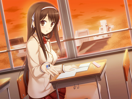 Miss School Beauty - game, tenshi, cg art, girl, beauty, new, wall