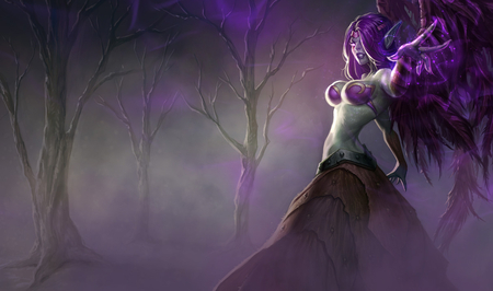 Morgana - angel, witch, halloween, morgana, purple, art, league of legends, new, demon