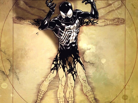 Spider Man - Vitruvian - vitruvian, comics, spider man, peter parker, venom, symbiote, spidey, marvel, marvel comics