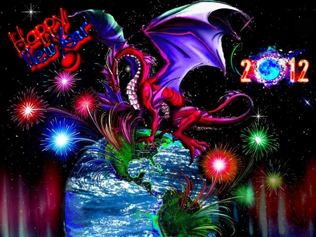 HAPPY NEW YEAR - christmas, 2012, dragon, happy new year, m-xmas, merry christmas, happy holidays