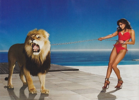 Kelly-Brook w Lion - lion, kelly-brook, picture, cool