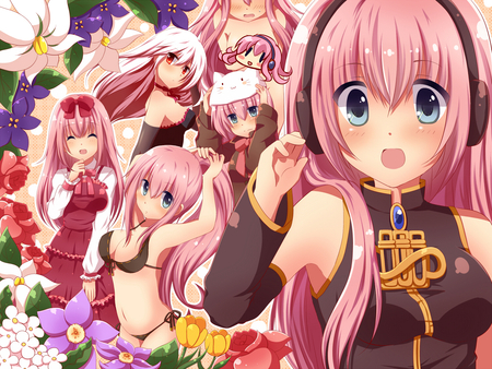 the different facets of luka - pink hair, luka, headphones, vocaloid