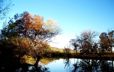 Cumberland River - cumberland, sky, autumn, fall, trees, river, water