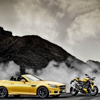 Mercedes Benz SLK 55 AMG and Ducati Streetfighter 848