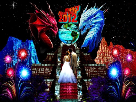 HAPPY NEW YEAR - happy new year, merry christmas, happy holidays, dragon, 2012, x-mas, christmas