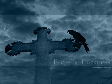 Feel the darkness - cross, the, darkness, grave, gothic, raven, feel