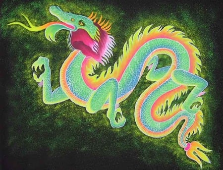 Colourful Dragon - colours, japan, fantasy, dragons, china, colors, art, asia