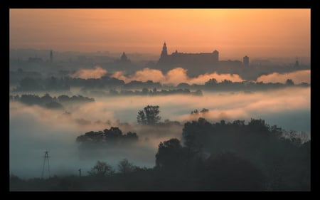 Fog over Cracow - cracow, morning, building, beautiful, fog, poland