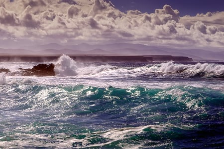 Winter seascape - winter, water, beauty, ocean, background, seascape, clouds, image, nature, waves