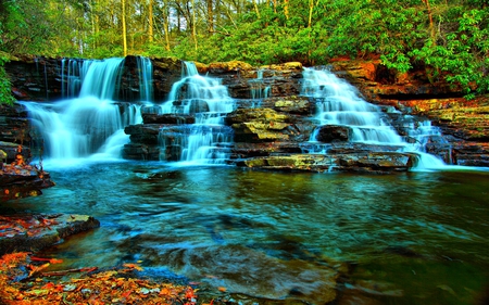 CASCADING FALLS - cascade, waterfalls, forest, pool