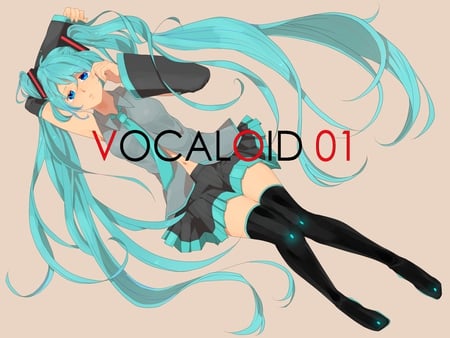 Hatsune Miku - aqua, thigh highs, thighhighs, music, anime girl, stockings, white, laying, art, amazing, cool, aqua eyes, artistic, hatsune miku, skirt, leggings, song, stunning, vocaloids, program, vocaloid, beautiful, uniform, diva, beauty, nice, twintail, aqua hair, singer, black, virtual, pretty, idol, anime, miku, cute, twin tail, girl, hatsune, blue, tie, awesome, gray, outfit