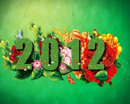 2012 - new year, 1 january, green, 2012