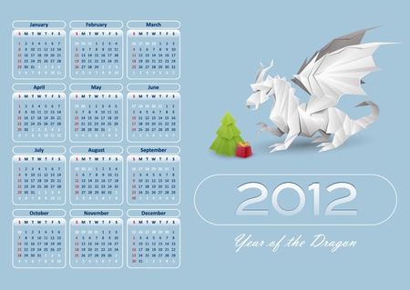 2012 year of the dragon - new year, dragon, 2012, calendar