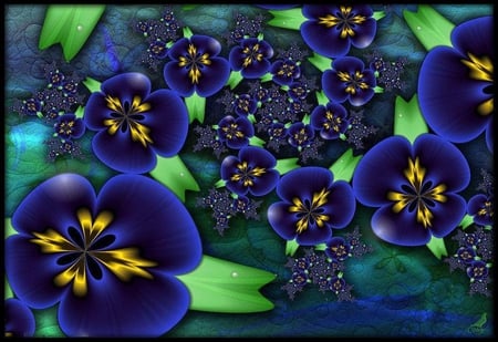 Abstract flowers. - art, abstract, blue, texture, flower