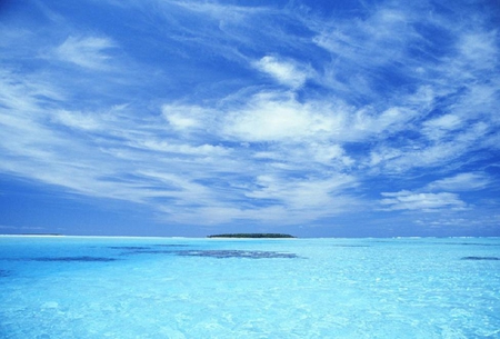 Blue lagon - nice, sky, water, blue sky, hd, blue water, clouds, hd wallpaper, blue