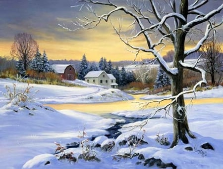 By Linda Picken - nature, painting, art, winter, sunrise, linda picken