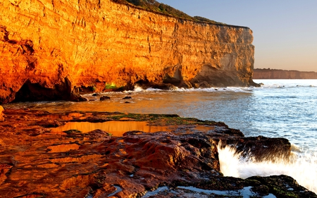 ROCKY BEACH - spray, beach, ocean, rock, coast