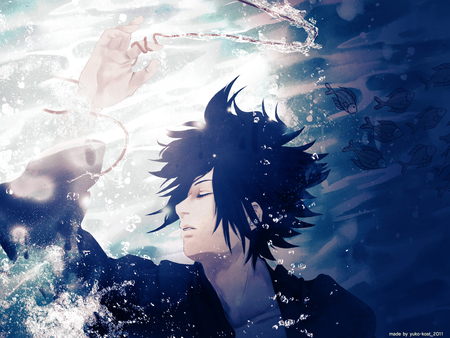 Sasuke Uchiha - deep, sharingan, anime, sleep, water, naruto shippuden, sasuke uchiha