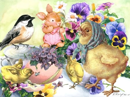 Easter - easter, chicken, bird, spring