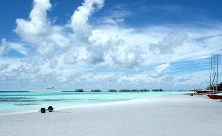 Blue beach - nature, sky, beach, clouds, water, blue sky