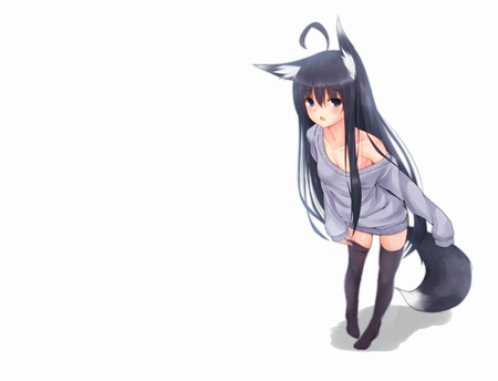 Foxgirl - kawai, tail, cute, anime, anime girl, girl, original, foxgirl, sexy, animal ears