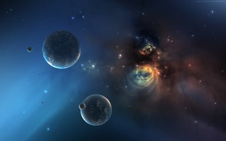 stellar nursery - moon, planets, stars, nebula