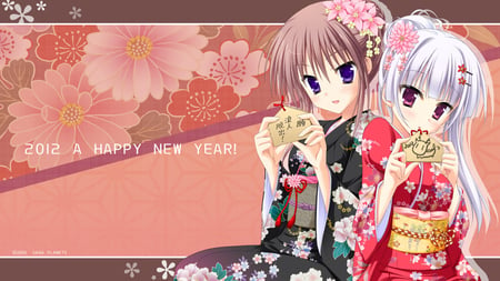 New Year - beauty, girl, wall, anime, new