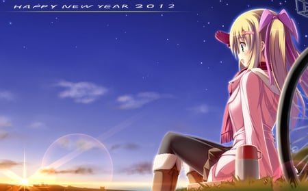 New Year Girl - beauty, wall, new, anime, girl