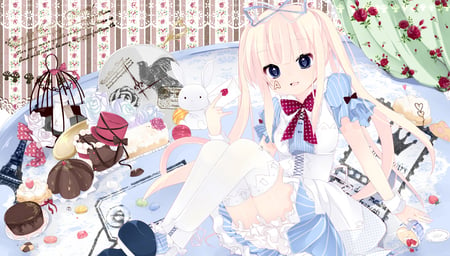 Alice - tie, anime, girl, ribbon, alice, sweets, bow