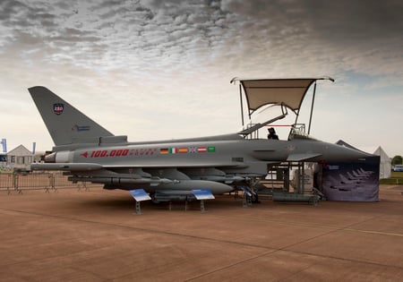 Typhoon on show - germany, eurofighter, military, london, air base, eurofighter typhoon, arab, locked and loaded