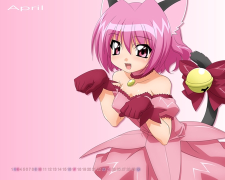 April Mew Mew - zoey, strawberry, cat, tokyo mew mew, kitty, calendar, other, april, mew mew power, anime, ichigo