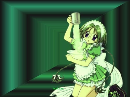 Lettuce-Chan - lettuce, tokyo mew mew, mew mew, bake, other, mew mew power, mixing bowl, flour, green, anime, cute