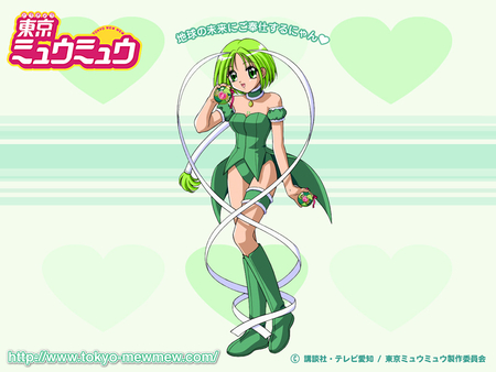 Lettuce - lettuce, hearts, porpoise, mew mew power, tokyo mew mew, anime, green, other