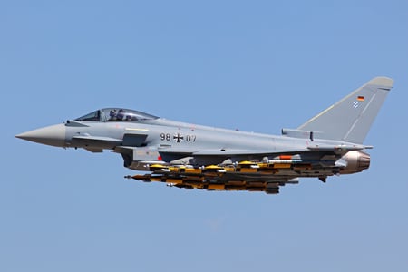 Typhoon Locked and Loaded - typhoon, sky, fighter, weapon, eurofighter typhoon, missile, military, saudi arabia