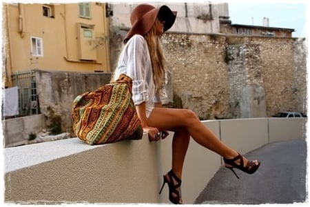 Chic Lady - hat, girl, fashion, heel, chic