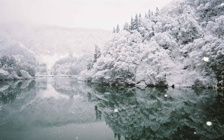 Winter frozen lake - lake, frozen, winter, view