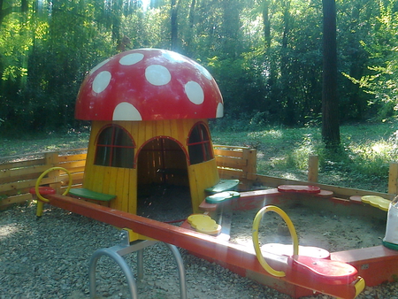 A place  for kids in a park - park, mushroom, kids, photography