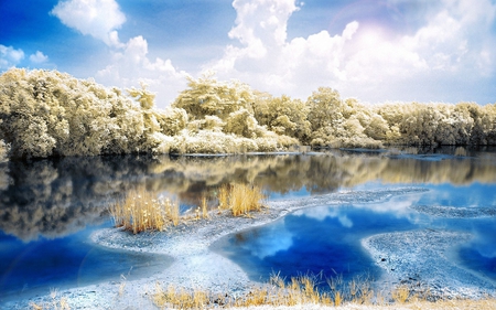 White River Forest - desktop, wallpaper, mirror, waterscape, icy, paisagem, background, scenery, panorama, photography, cool, winter, awesome, serenity, blue, scenario, multicolor, natural, laguna, clouds, colours, ice, tranquil, snow, calm, seasons, pc, creek, beautiful, frozen, widescreen, amazing, white, multi-coloured, morning, hazy, colorful, paisage, branches, sky, lake, backwater, scene, trees, lagoons, plants, river, picture, gray, paysage, photo, yellow, beije, landscapes, colors, december, day, snowy, lakes, black, clear, quiet, leaves, view, image, computer, leaf, nature, cold, water, beauty, riverscape, photoshop, sun, coldness, reflec, serene, trunks, sunrays, nice, orange