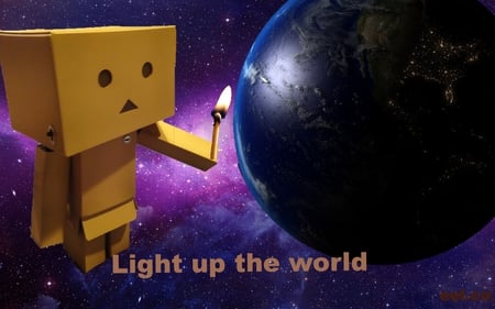 Danbo Lights Up The World - danbo, space, earth, match