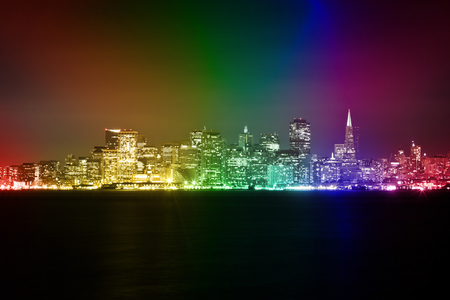 San Francisco Skyline - glow, colour, san francisco, skyline, city, night, light, dark