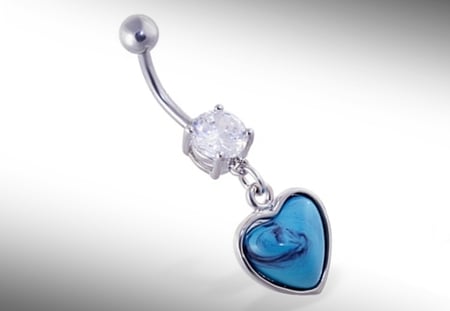 My Sexy Belly Button Piercing - ring, heart, belly, sexy, blue